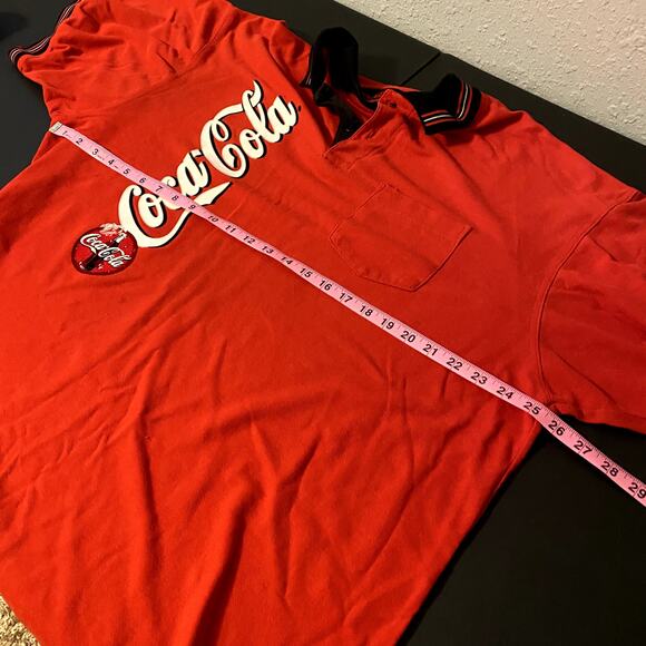 2XL Coca Cola Red Polo Shirt Black Collar Large Logo Classic Soda Brand Top - Picture 7 of 9